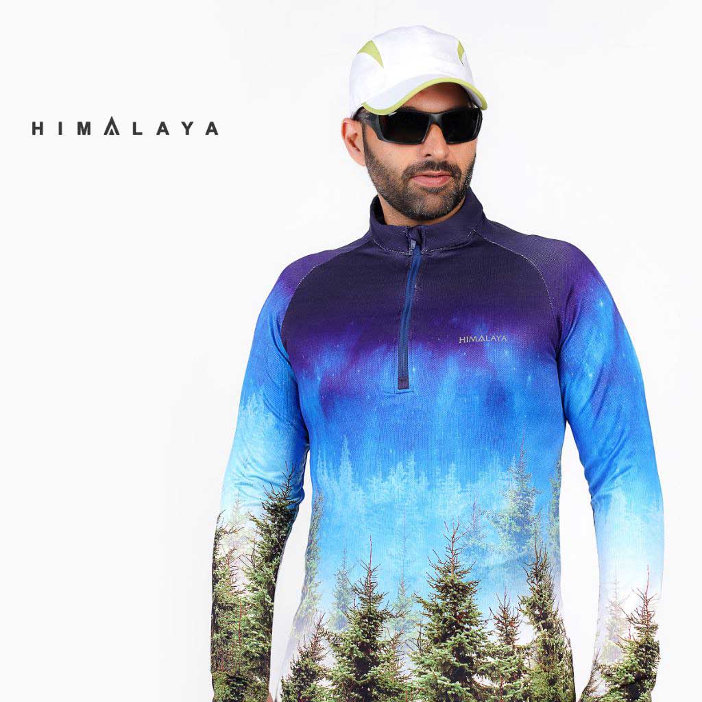 بلوزمیکرو فینگردارنیم زیپ HIMALAYA طرح درخت