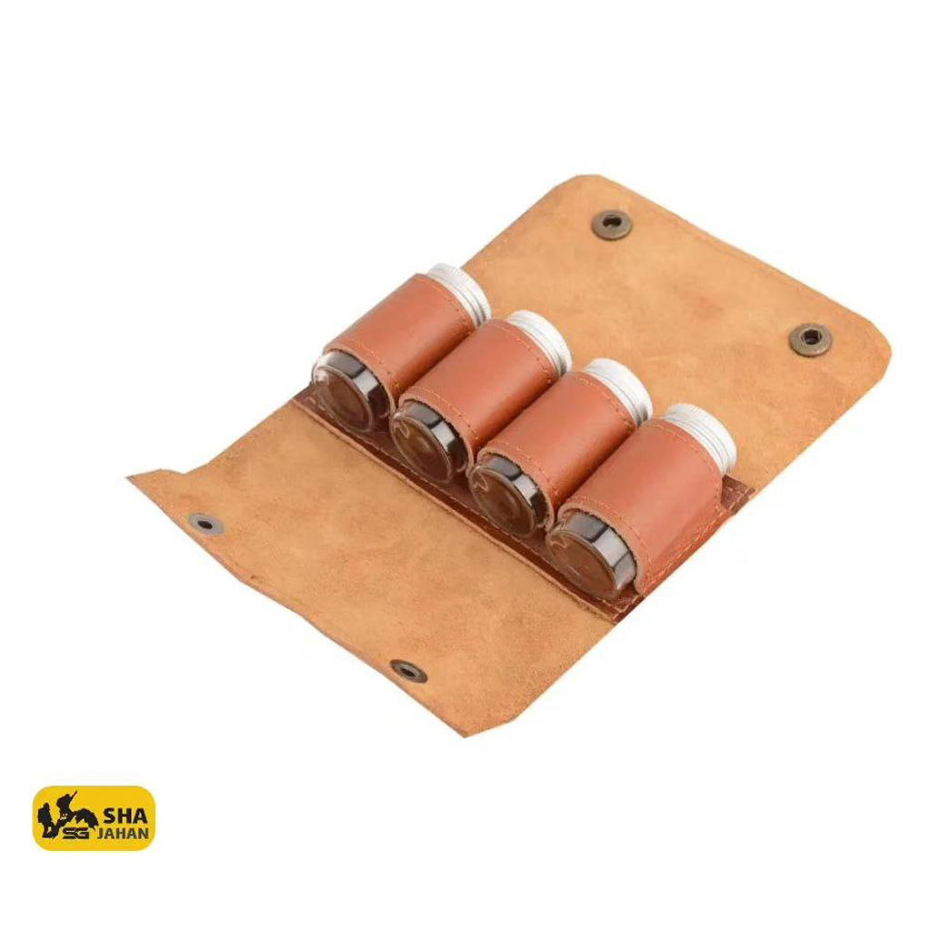ست جا ادویه لایف کمپ 4 عددی کاور چرمی