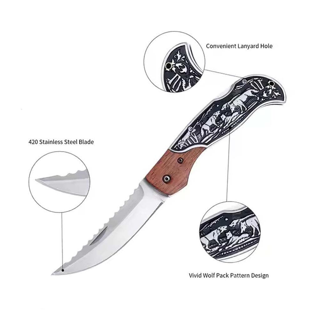 چاقو تاشو طرح گرگ 65x13