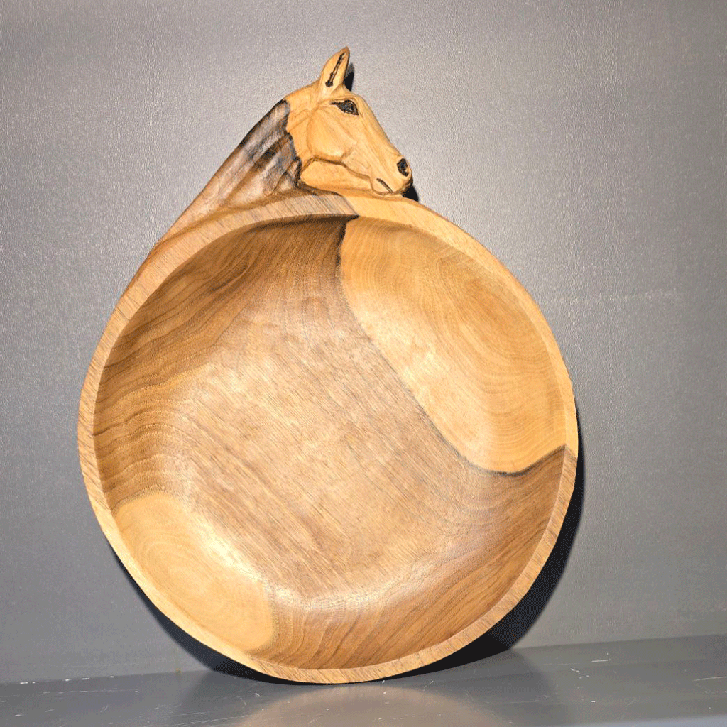 کاسه سر اسب بزرگ چوب گردو